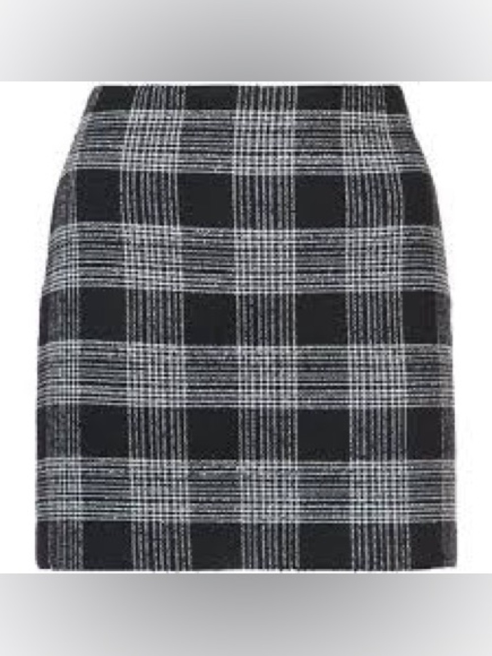 Alice + Olivia Employed Plaid Wool Mini Skirt Black White Size 10